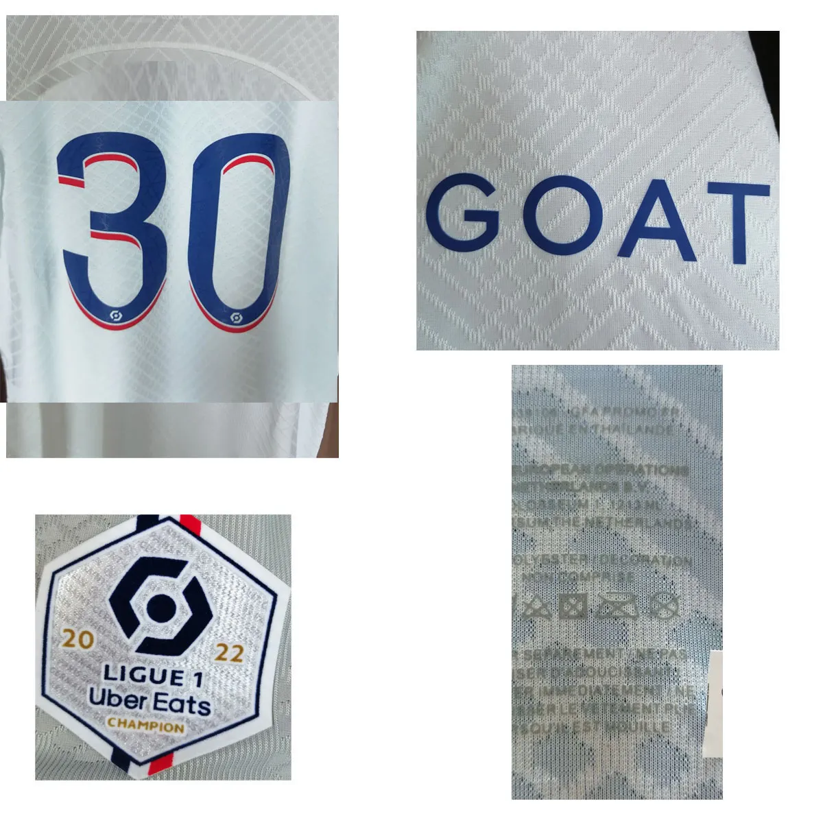 Home Textile 2022 Match Worn Player إصدار Super Star Ligue 1 Maillot مع راعي الماعز رقم الاسم المخصص Nume Soccer Patch Badge