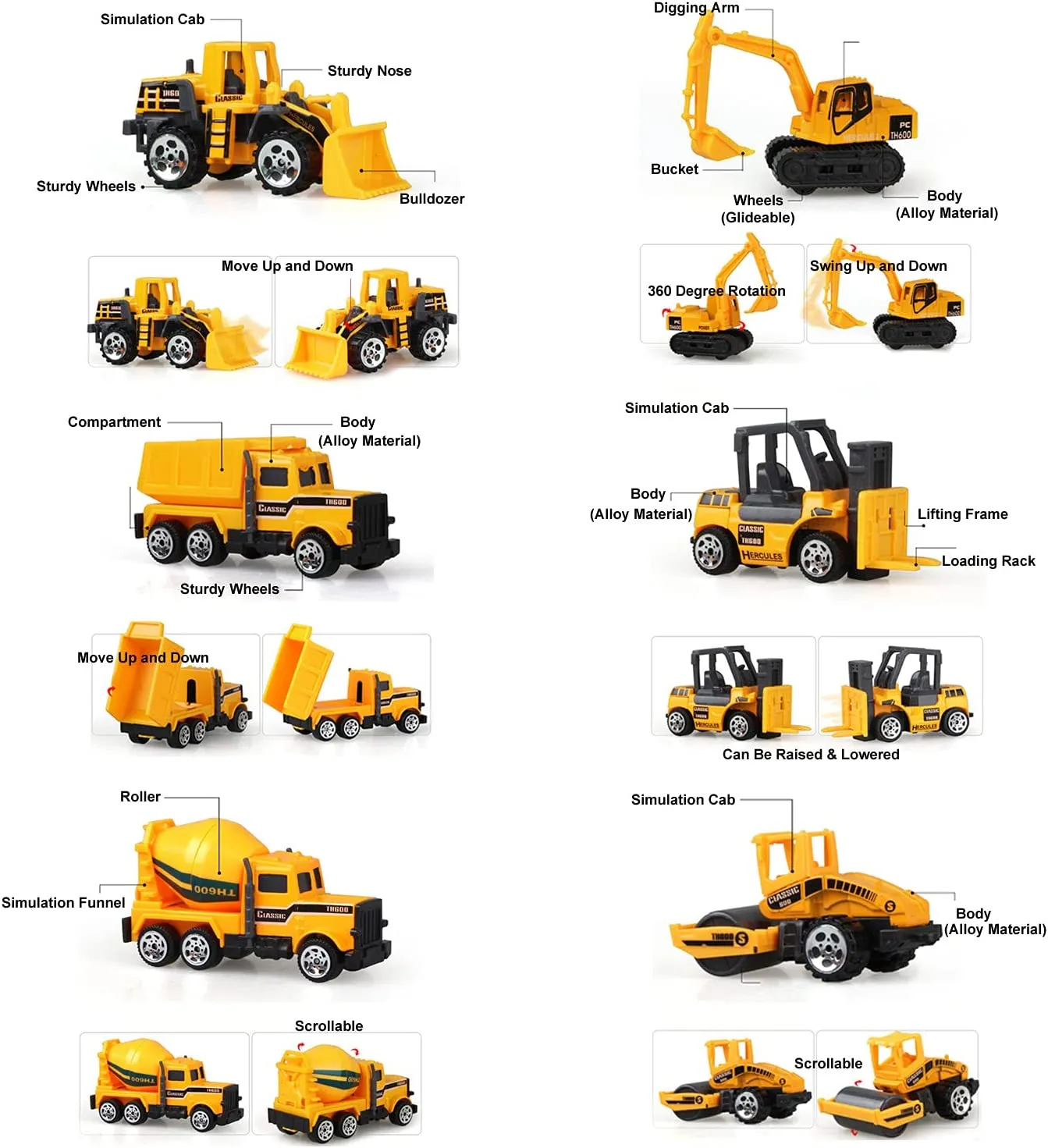 6-Piece Diecast Construction Vehicle Set - Mini Alloy Engineering Trucks,  Excavator, Digger Toy for Toddlers \u0026 Boys - Perfect Gift! from Dhgate  Diecast Model Cars - price 6.62, image size:1343x1471