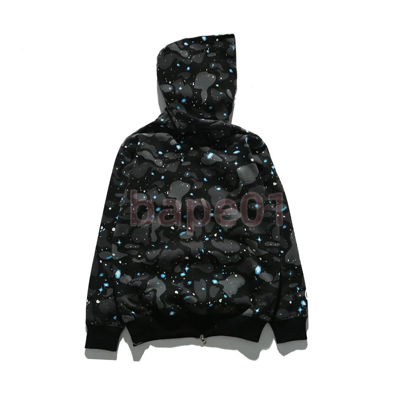 Womens Fashion Luminous Camouflage Hoodies Mens 긴 소매 지퍼 후드 코트 커플 Streetwear 캐주얼 양털 탑 추가 아시아 크기 M-3XL