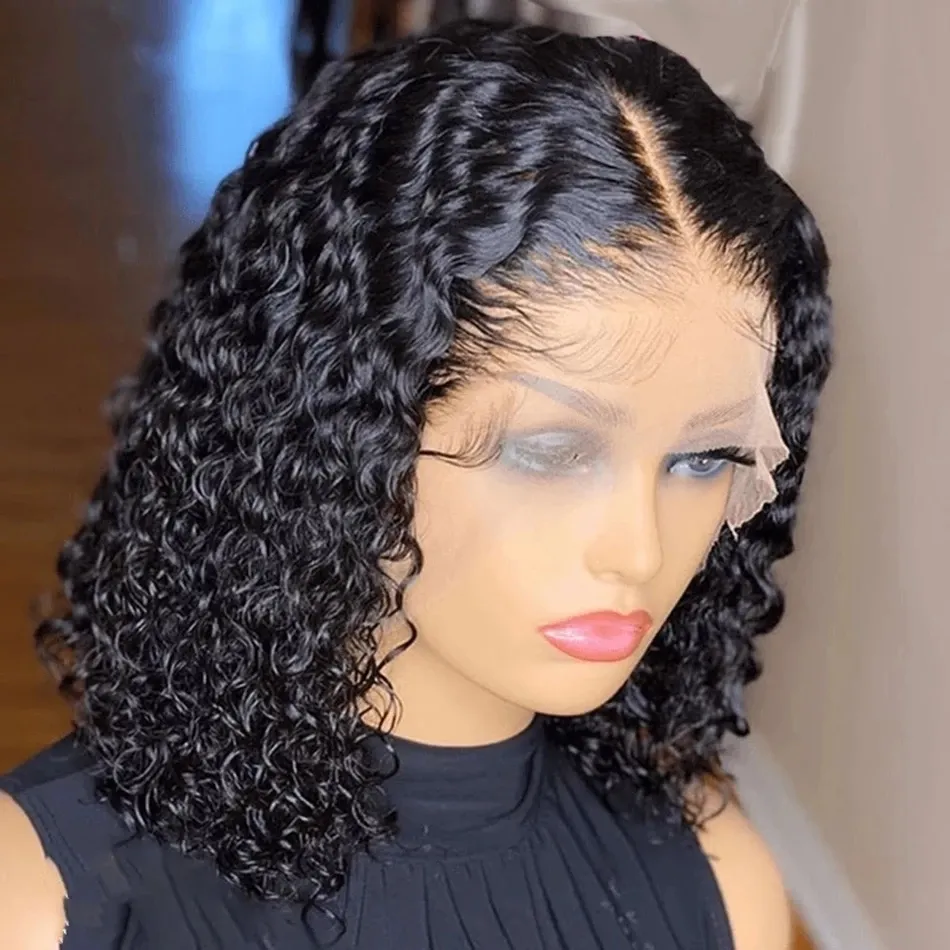 Diva1 Brazilian Human Hair Wigs Short Curly Bob Water Wave  display picture 3