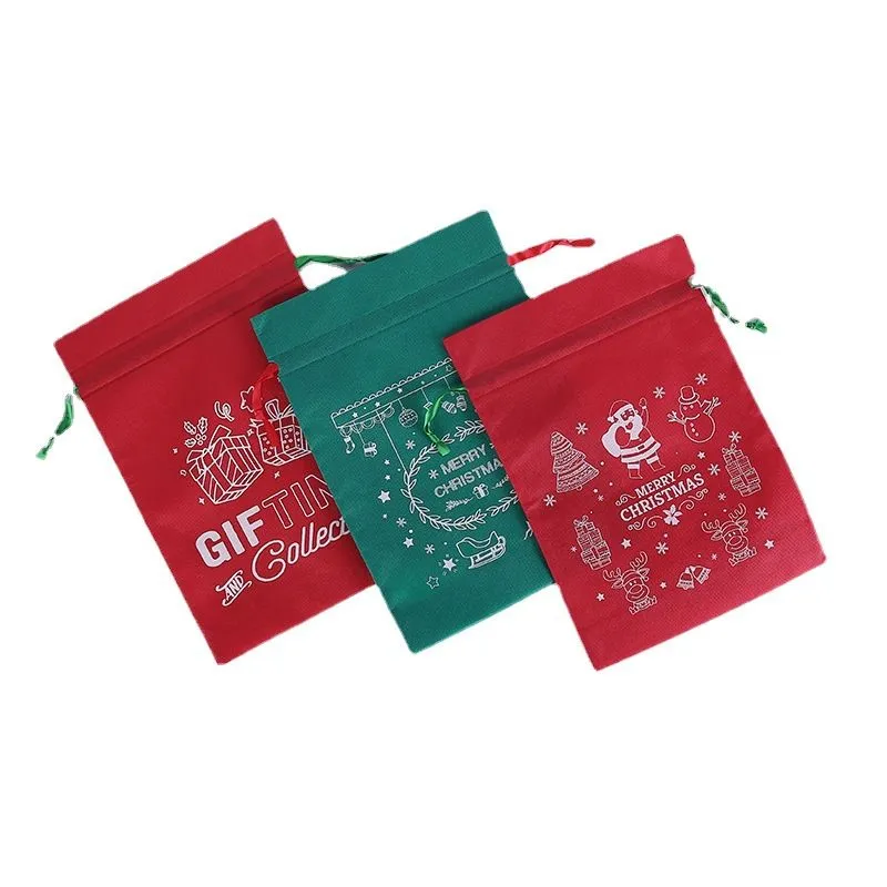 Christmas Candy Gift Wrap Bags Canvas Drawstrings Pocket Drawstring Tote Bags Customized HH22-310
