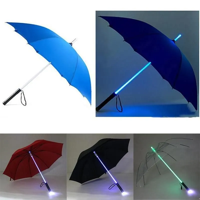Parapluies LED Light Saber Up Umbrella Laser Sword Golf Changement sur l'arbre Flash Multifonction