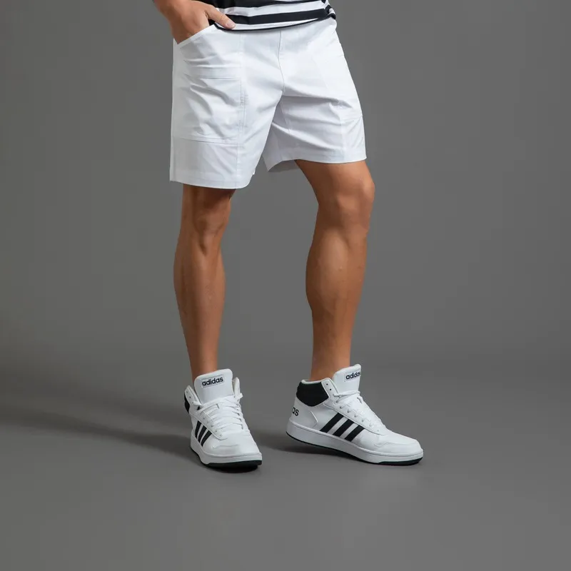 Casual Shorts Men Białe letnią odzież uliczną długość kolan Bermuda Shorts Mash