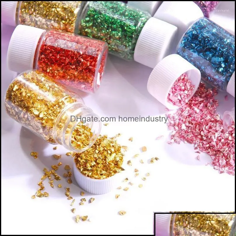 Nail Art Dekorationen Gram Crushed Glass Irregar Stone Chunky Pailletten Iridescent Topscissors Otpwm