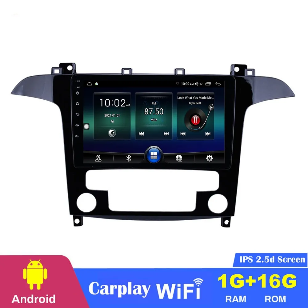 Ford S-Max 2007-2008 Auto A/C 9インチAndroid 10 GPSラジオのCarDVDプレーヤーステレオ