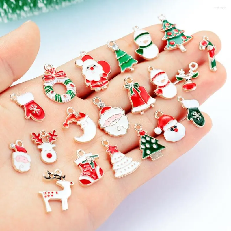 Kerstdecoraties 20 stks gemengde charmes email Hangers ornamenten Xmas Tree Decoratie voor armband oorbellen ketting diy sieraden decor