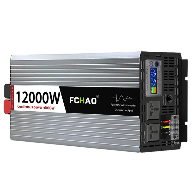 FCHAO Power Inverter DC to AC Solar Converter 6000W High Frequency Pure Sine Wave Off-grid Single Phrase Inverters Solar System Accessories Output 220V/230V