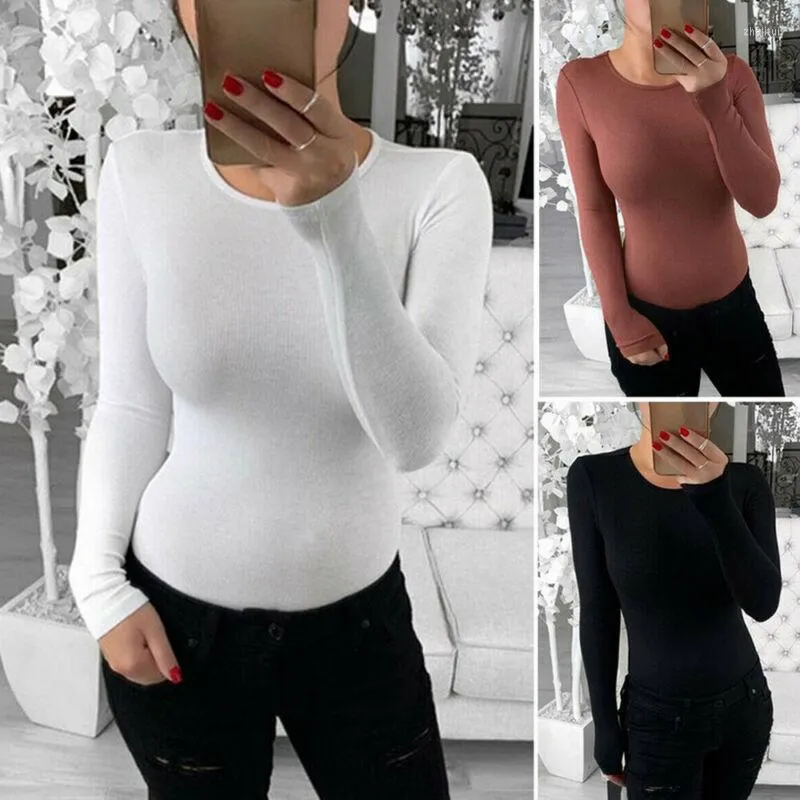 Women's Blouses Women's & Shirts Sexy Women Long Sleeve Romper Shirt Elegant Ladies Solid Jumpsuit Bodysuit Stretch Leotard Top Female