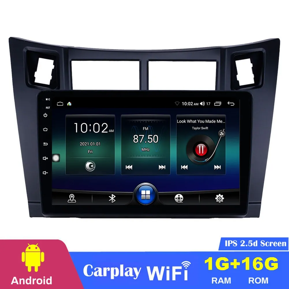 Toyota Yaris için Android Araba DVD Oyuncu Dokunmatik Ekran 2008-2011 GPS Navigasyon Kafa Ünitesi 9 inç Multimedya Radyo Desteği Carplay Dab