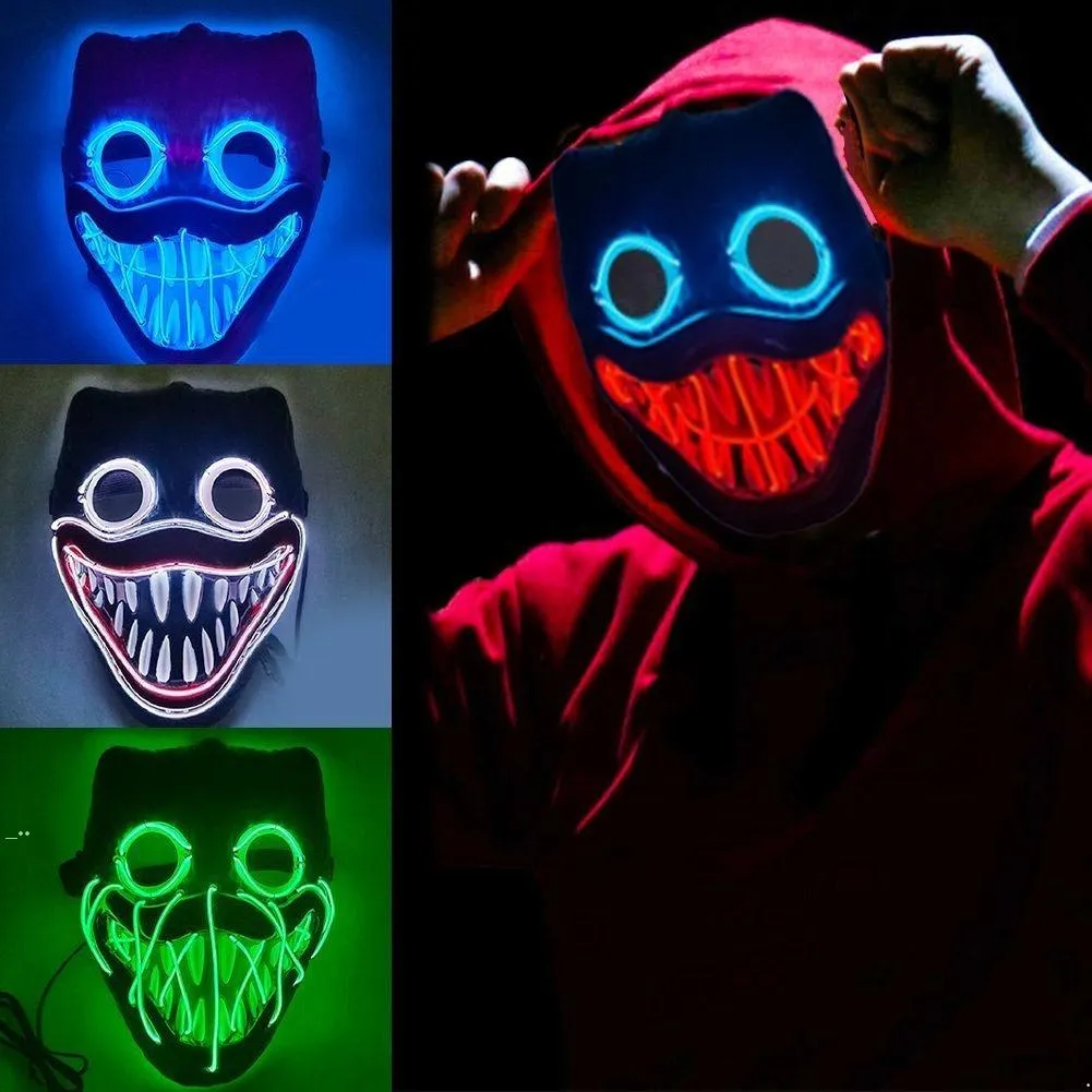 Halloween neon led máscara de máscara de máscaras de máscaras de máscaras luminosas luminosas no figurino de cosplay escuro engraçado bbb15986