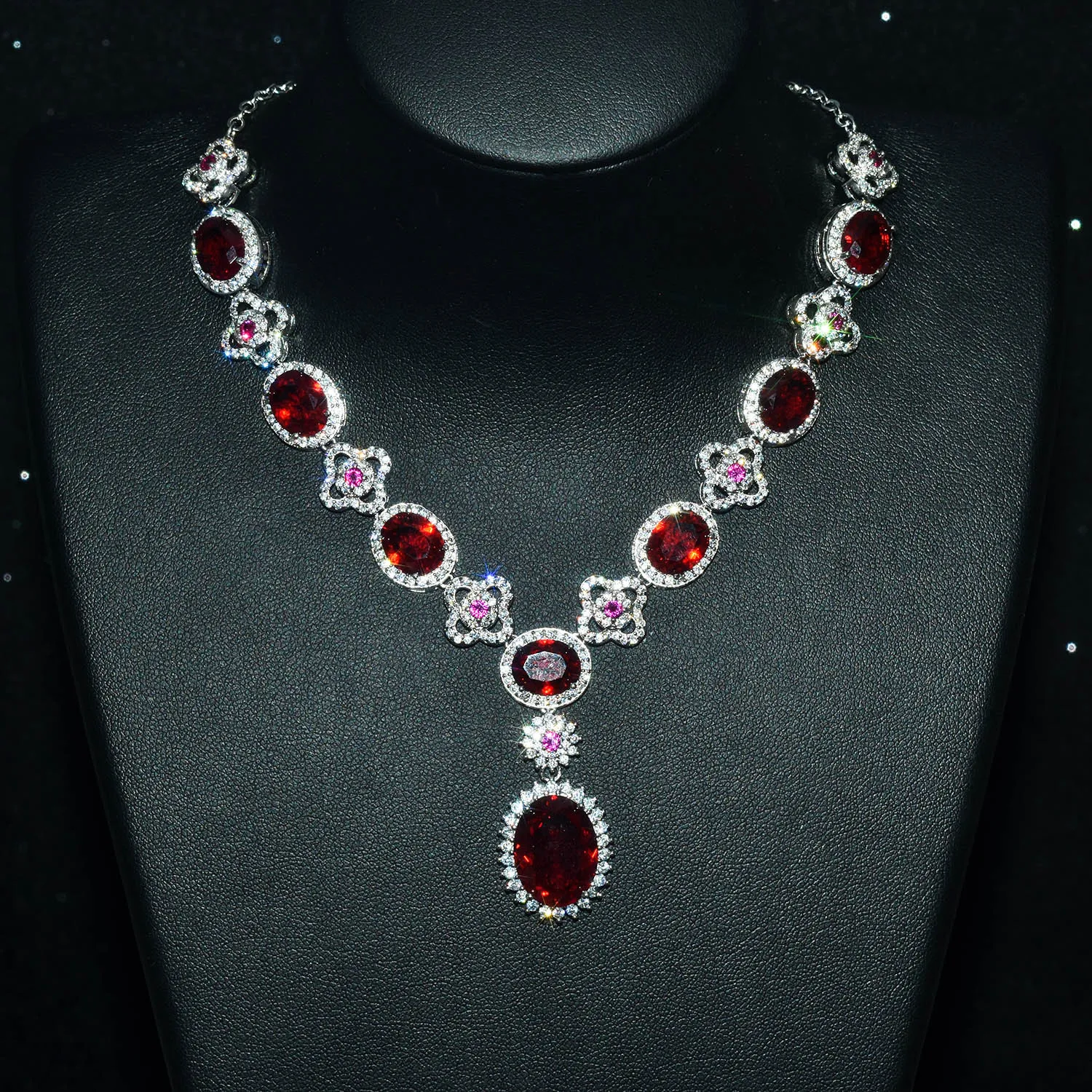 Set Di Gioielli Con Collana E Orecchini Rossi Da 3 Pezzi/set