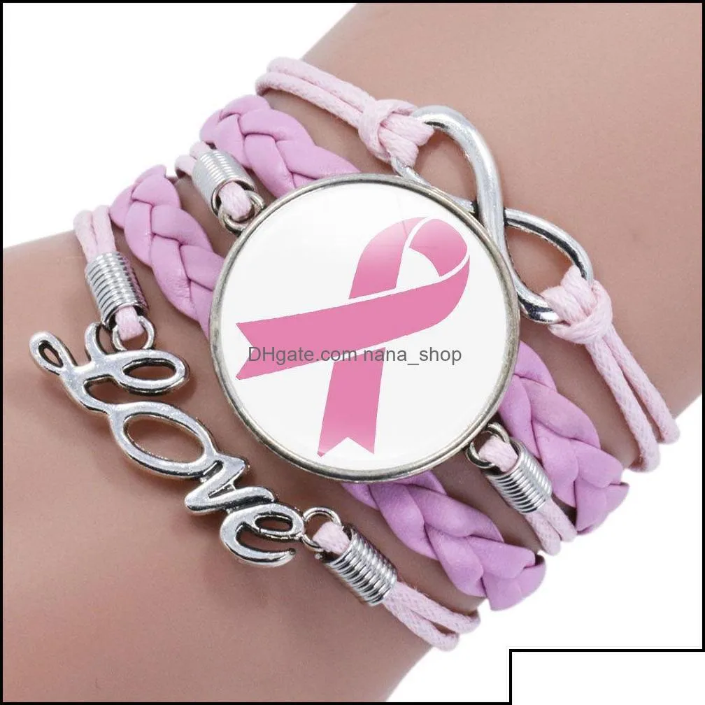 Charm Bracelets Jewelry New Ribbon Breast Cancer Awareness For Women Faith Hope Cure Believe Bangle Fashion In Bdehome Otozr