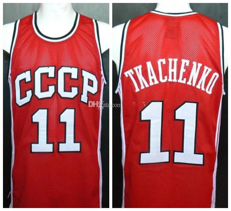 Maglia da basket Vladimir Tkachenko # 11 Unione Sovietica CCCP Maglie da basket retrò da uomo cucite personalizzate con qualsiasi numero