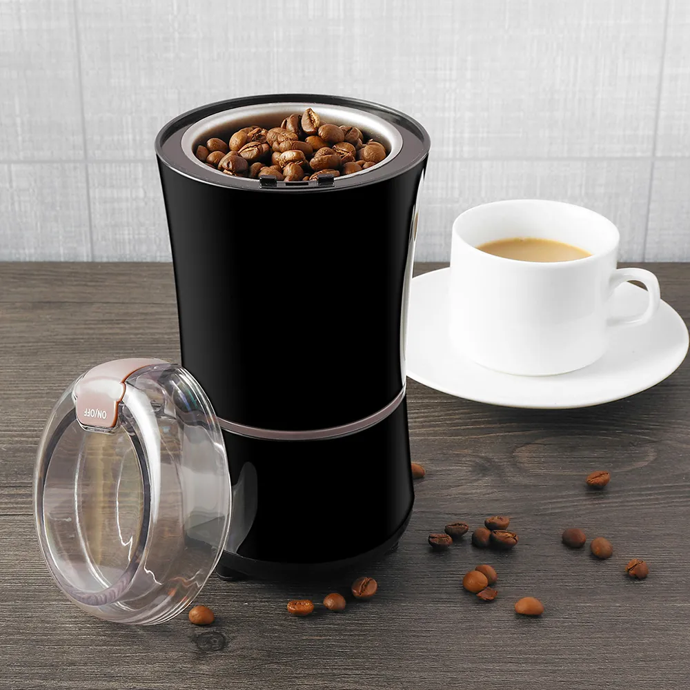 주방 전기 커피 그라인더 400W 미니 소금 후추 그라인더 강력한 향신료 너트 씨앗 콩 갈기 기계 전자