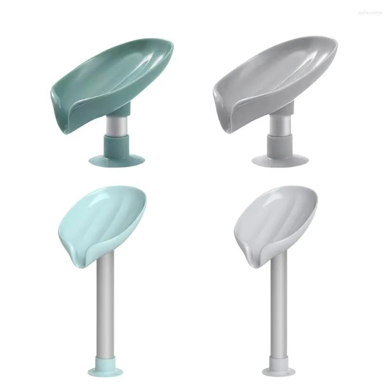 Soap Dishes Rack Case Supplies Bathroom Accessories Leaf Shape Box Perforated Free Suction Cup Drain Stand Accessory