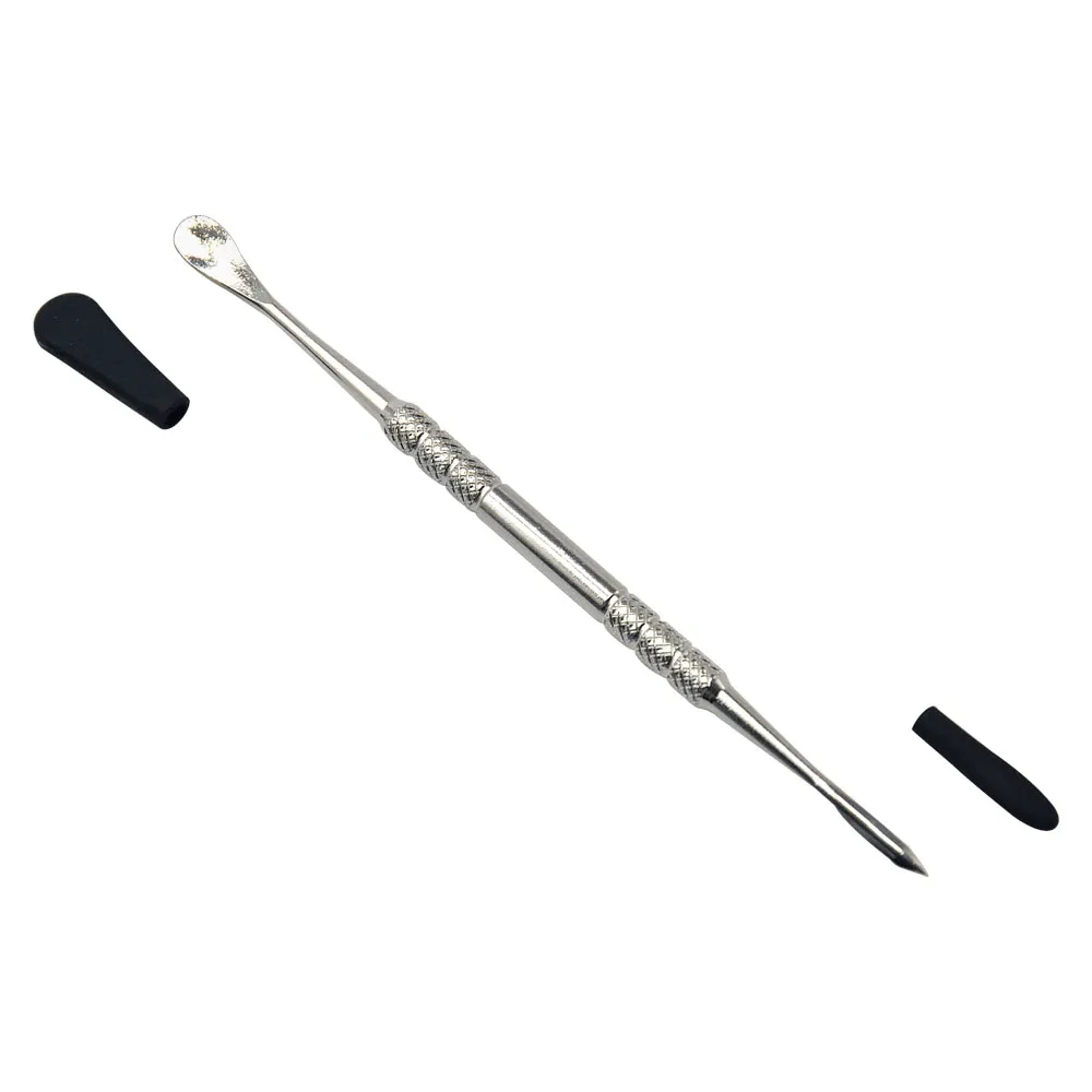 Acess￳rio de tubo de fuma￧a Titanium Wax Dab Tool 106 mm Silver Dabber Tools com ponta de silicone Dabber para vaporizador de ervas secas Dabbing