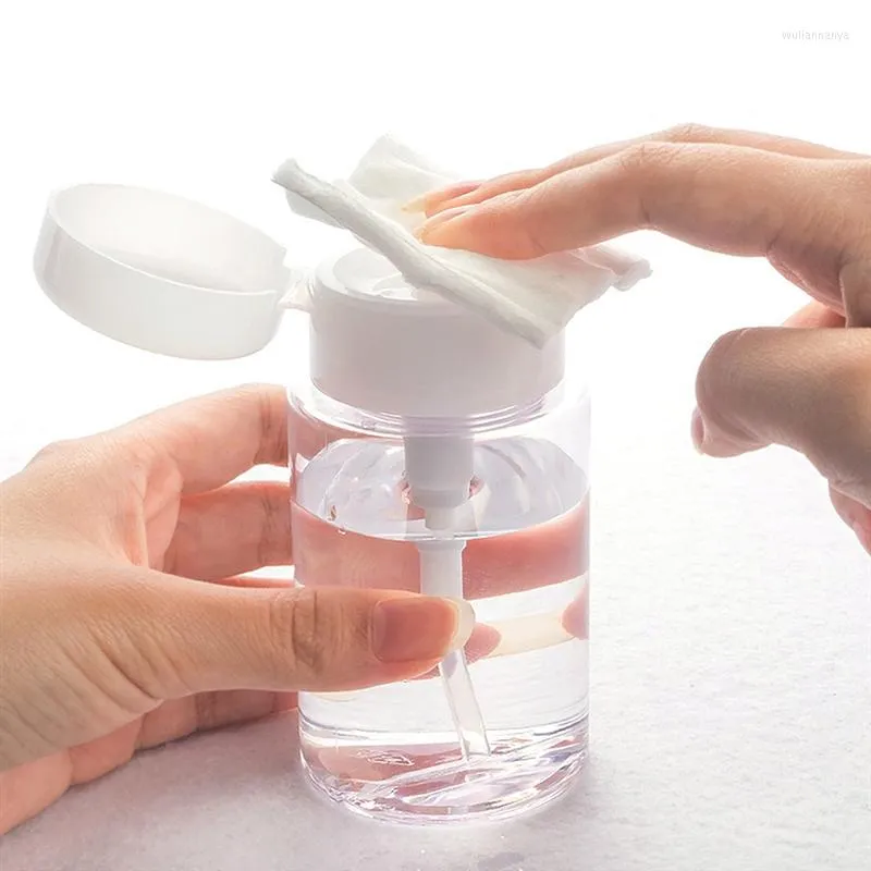 Storage Bottles 1/3pc 300ml Portable Empty Plastic Nail Polish Makeup Remover Bottle Liquid Clear Press Pumping Dispenser Container Tool