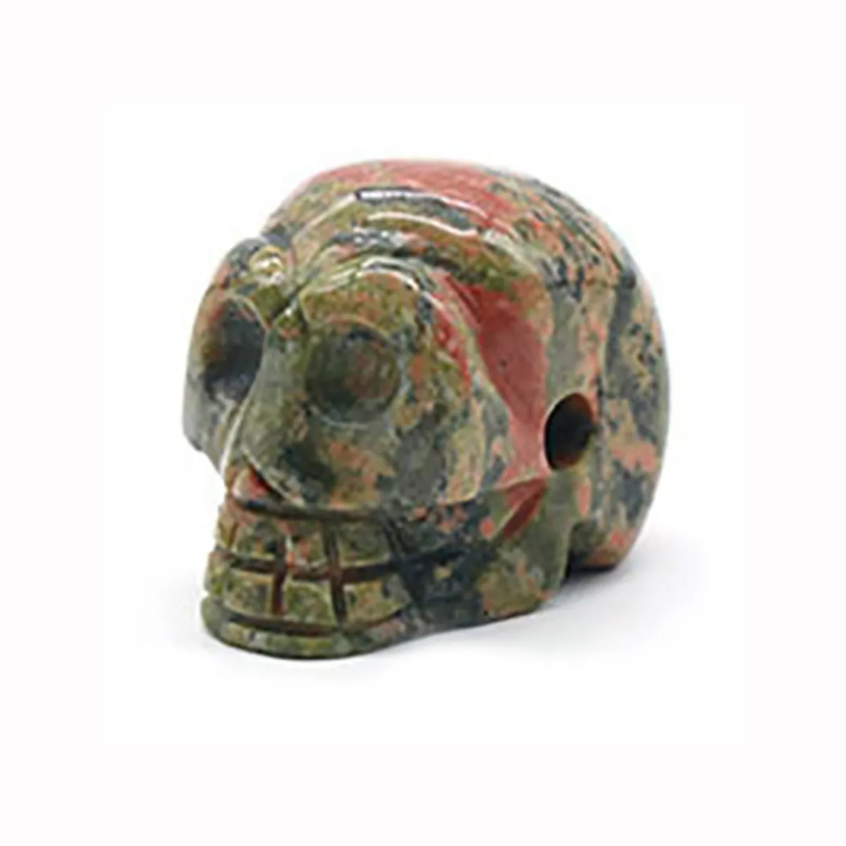 23 mm Naturalny Unakite Skull Figurine Reiki Healing Energy Stones Ozdoby rzeźbione posąg kamienia głównego Halloween Gift