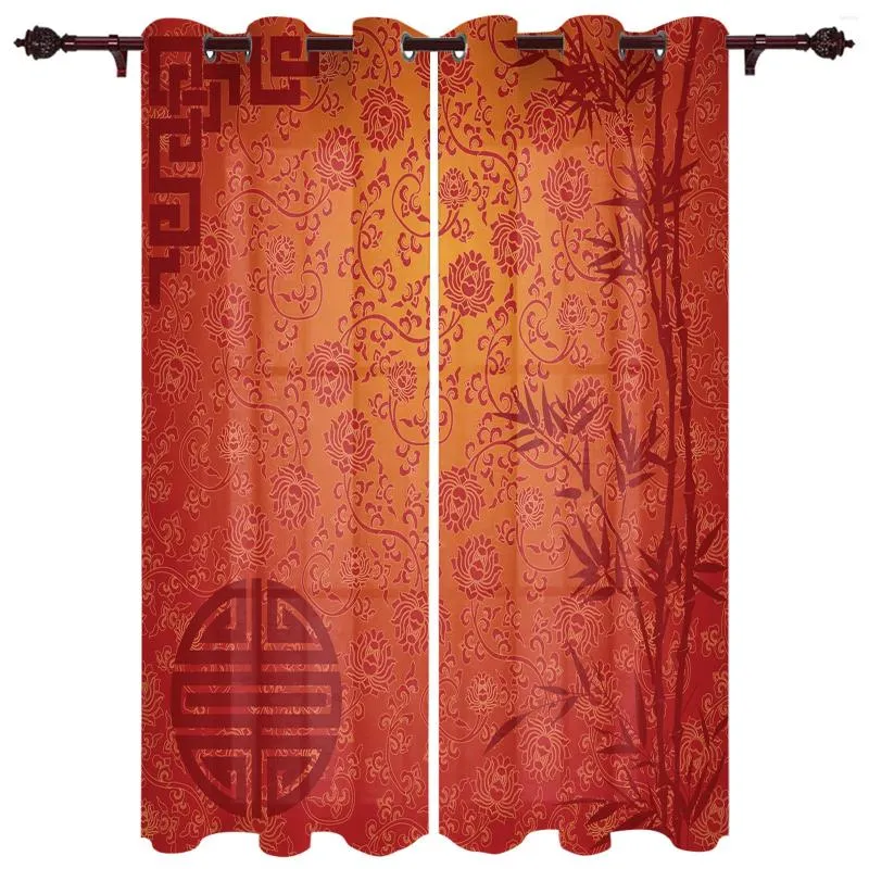 Vorhang mit Bambusmuster, chinesischer Stil, Volantvorhänge für Wohnzimmer, Arbeitszimmer, Jugendschlafzimmer, Küche, Außenfenster, individuelles Baumwollleinen