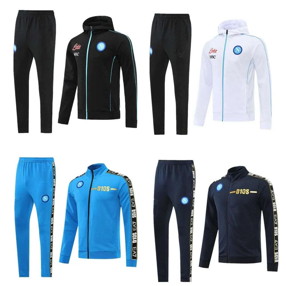 Fußballtrikots Fußball 2022 2023 Napoli-Trainingsanzugjacke, Kapuzenpullover, Fußballtrikot-Trainingsanzüge 22/23 SSC Neapel, langes Jackenset mit Reißverschluss