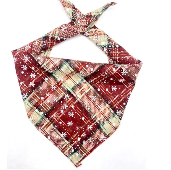 Dog Apparel Dogs Bandana Christmas  Plaid Snowflake Pet Scarf Triangle Bibs Kerchief Costume Accessories for Small Dogs Cats SN4193
