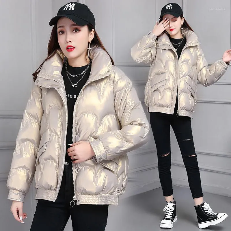 Women's Trench Coats Disposable Bright Face Cotton-padded Jacket Women's Short Winter Style Korean Loose Small Padded