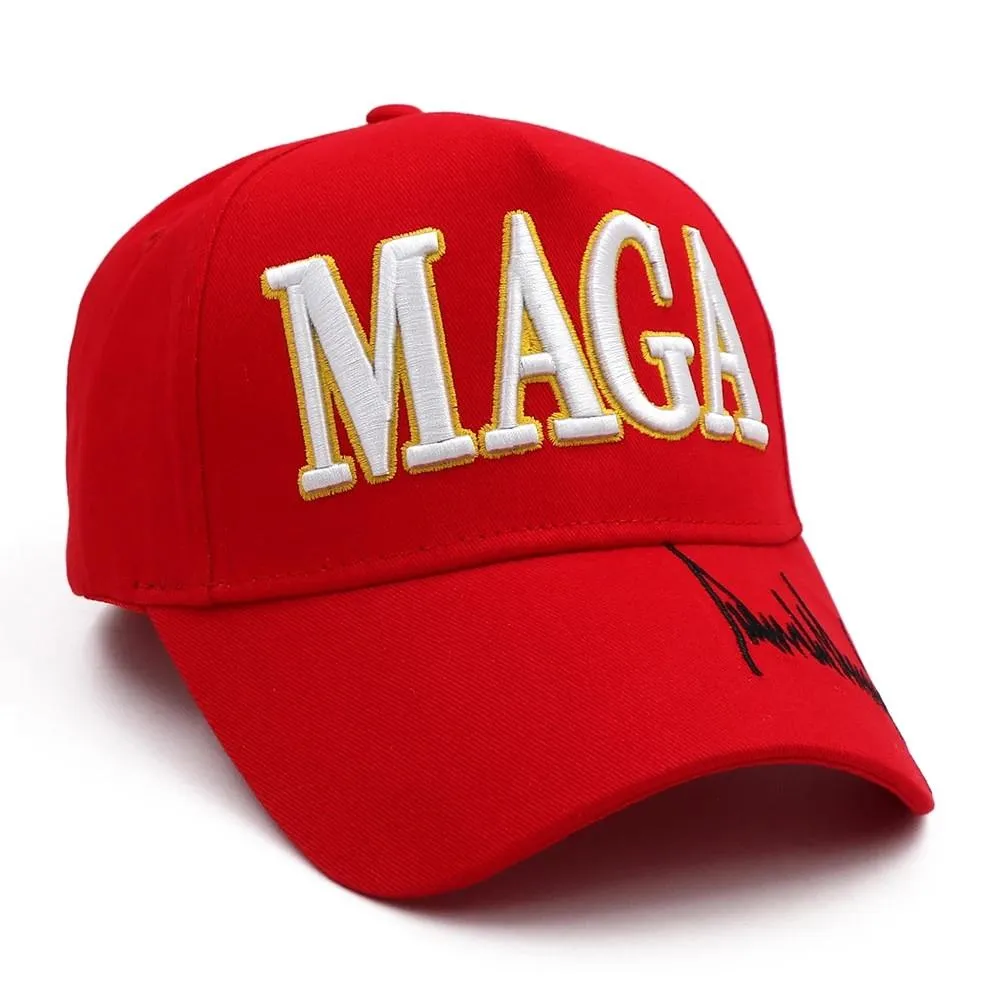 New Donald Trump 2024 Hat USA Flag Baseball Caps MAGA Trump Signature Snapback President Cap 3D Embroidery RRE14662