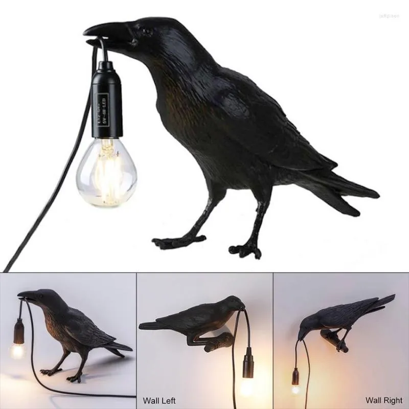 Bird Wall Lamp Table Art Deco Modern Resin Crow Desk For Indoor Living Room Light