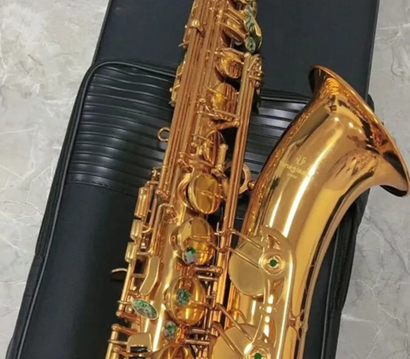 Japan Tenor Saxophone New Golden T-W030 Dubbel f￶rst￤rkning BB Tenor Sax Spela professionellt musikinstrument guld med fall munstycken