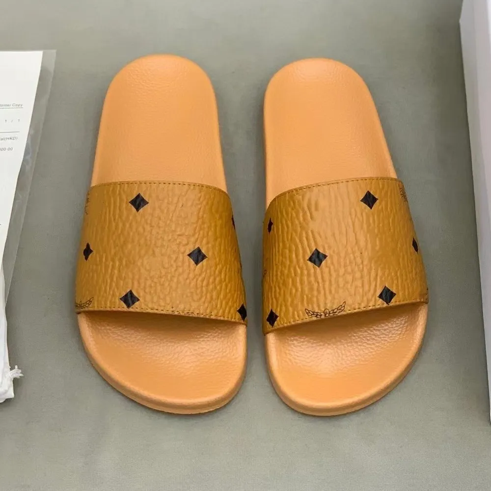 Mode kvinnors tofflor lyxdesigner mäns sandaler kohud platt sandaler utomhus gummi sillben flip flops ett ord tjock botten bokstäver gelé 38-46