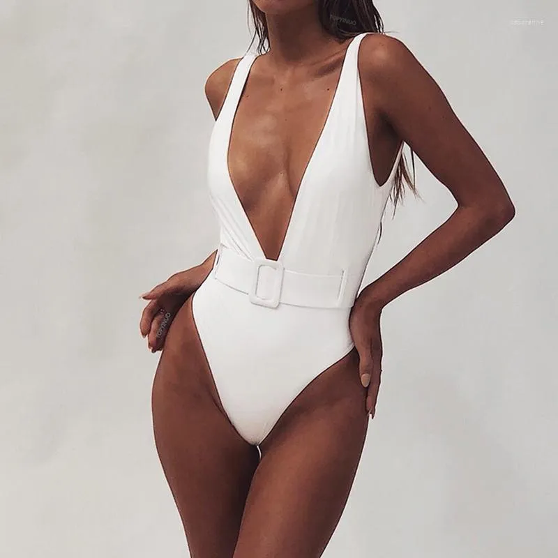 2022 Womens Deep V Neck One Piece Swimsuit Sexy Beachwear V Neck Bodysuit  With Solid Thong And Monokinis From Oscaranne, $20.34