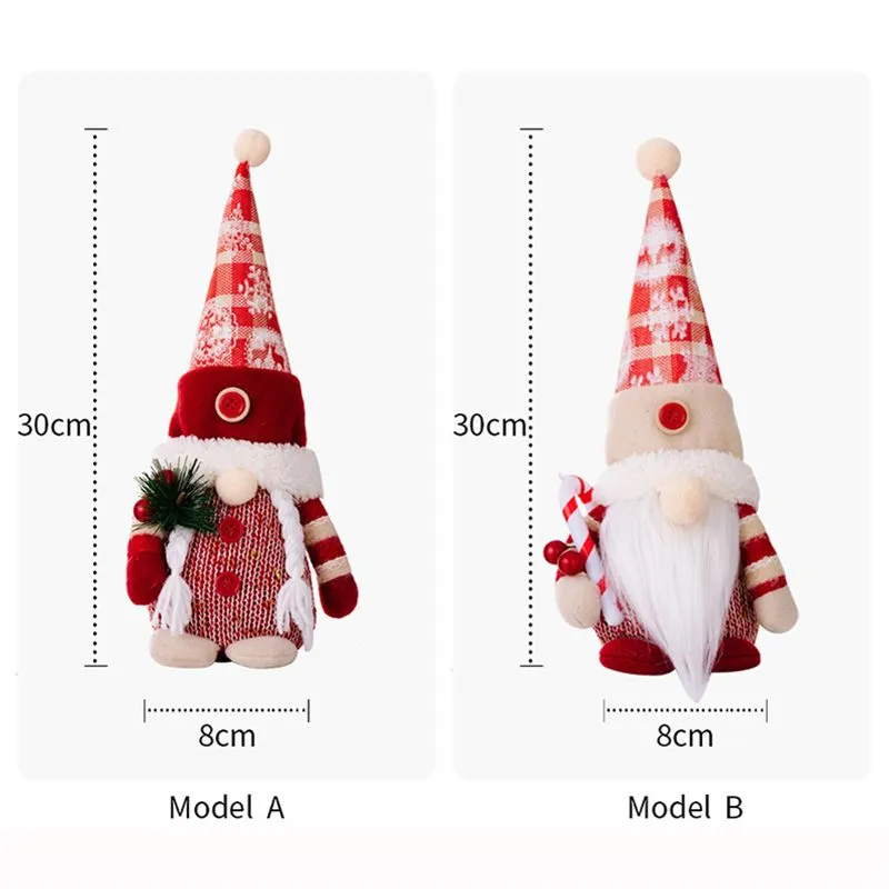 Christmas Gnomes Decorations Handmade Plush  Plaid Swedish Tomte Santa Desktop Home Ornament Gifts PHJK2209