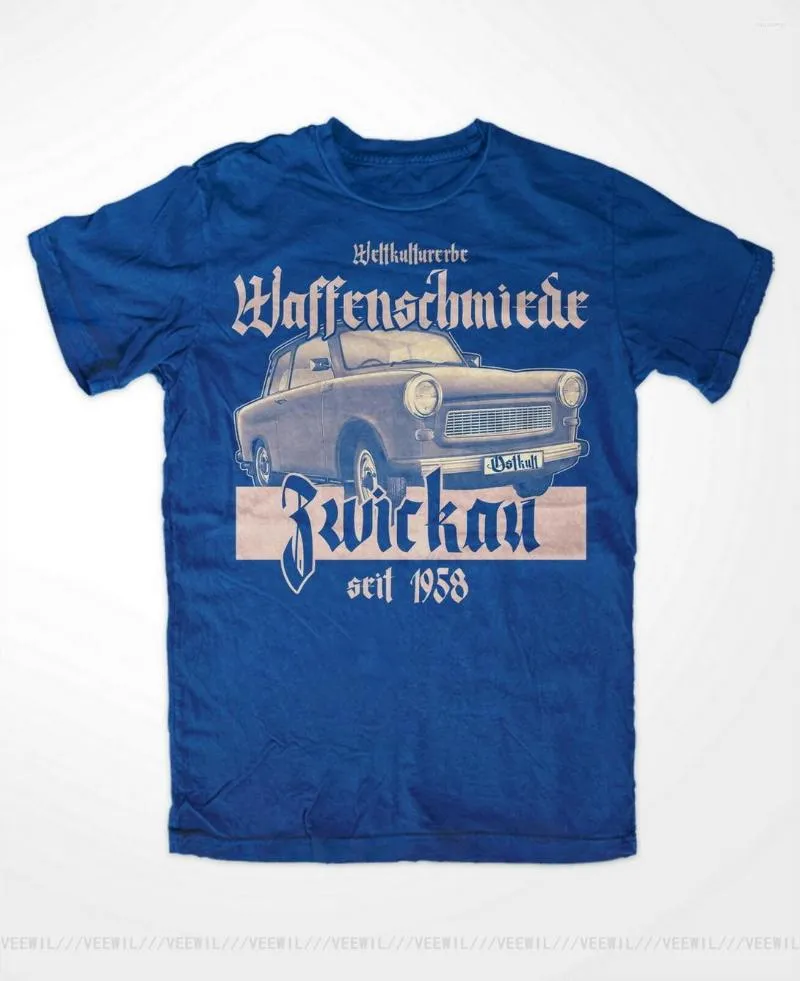 Męskie T-koszulki Zwickau TOPS TEE SHIRT Blue S51 S50 Ddr Trabi Cardboard Simson Awo Saxony Unisex Men Men T-shirt