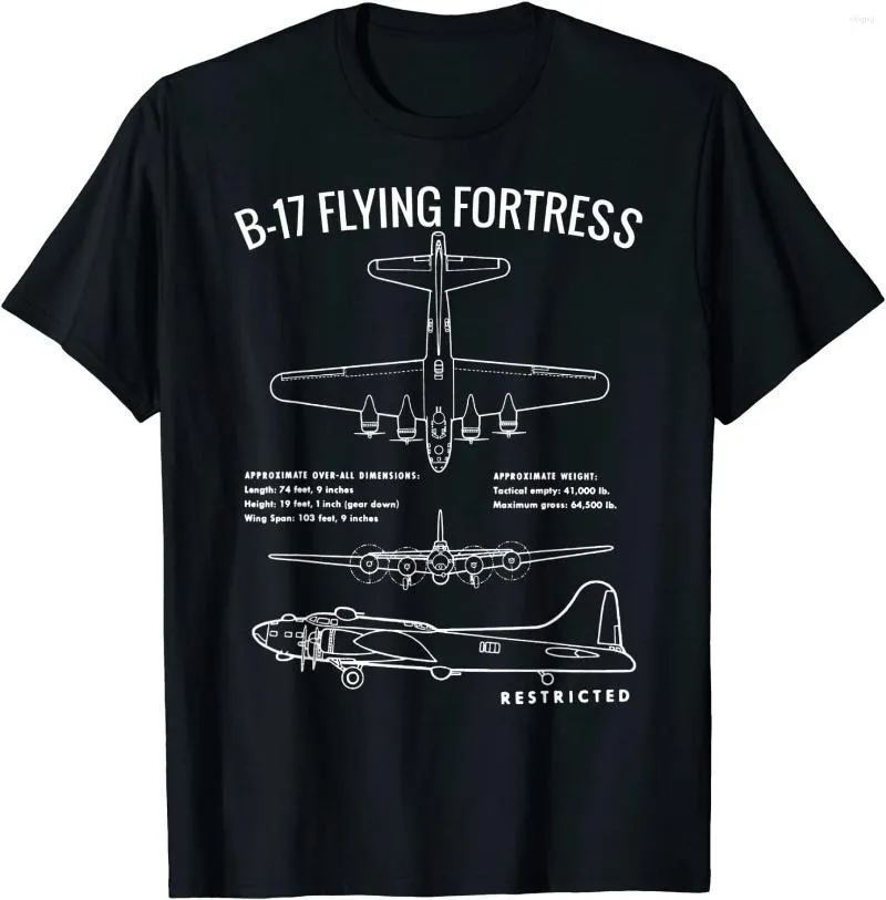 Mäns T-skjortor World War 2 Bombers USA Flying Fortress B-17 män T-shirt Kort casual bomull