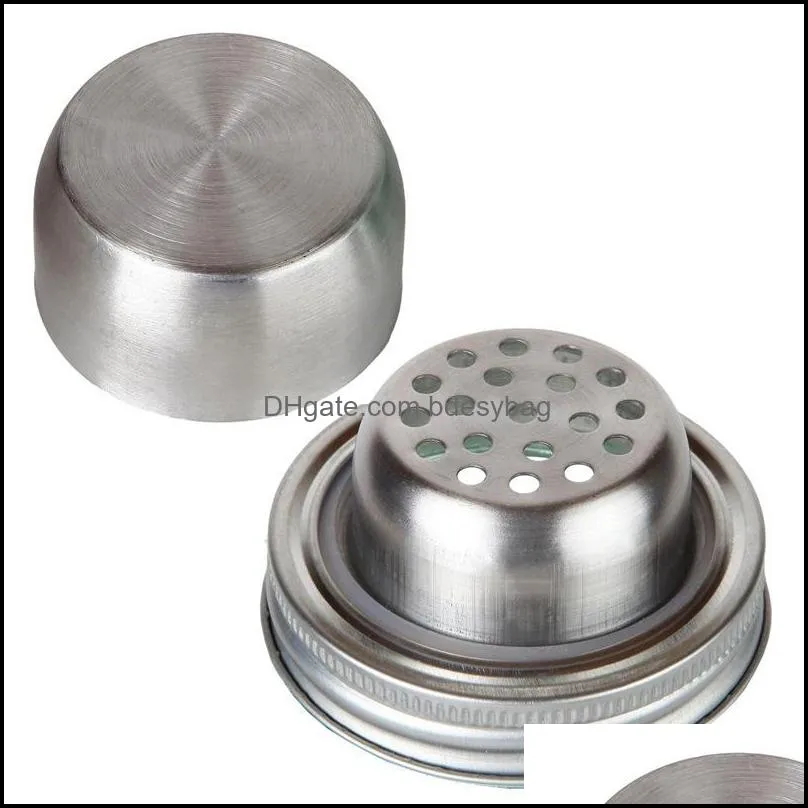 304 Stainless Steel Mason Jar Lid Silicone Sealing Plug 70mm Caliber Shaker Lids Rust Proof Drinkware Covers