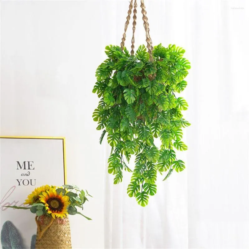 Dekorativa blommor 76 cm konstgjorda gröna växter hängande vinstockar murgröna lämnar festdekor bröllop hemvägg grönare jungleturtle blad växt