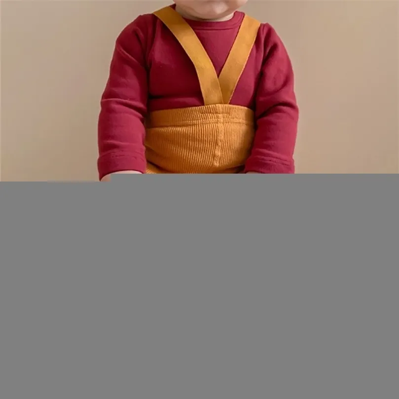 Toz Taytlar Bebek Çocuklar Askı Külotlu çorap Bahar Sonbahar Bebek Bebek Erkek Tays Bebek Kız Giysileri Yüksek Bel Bandaj Çapraz Çayır Tozları 2201006