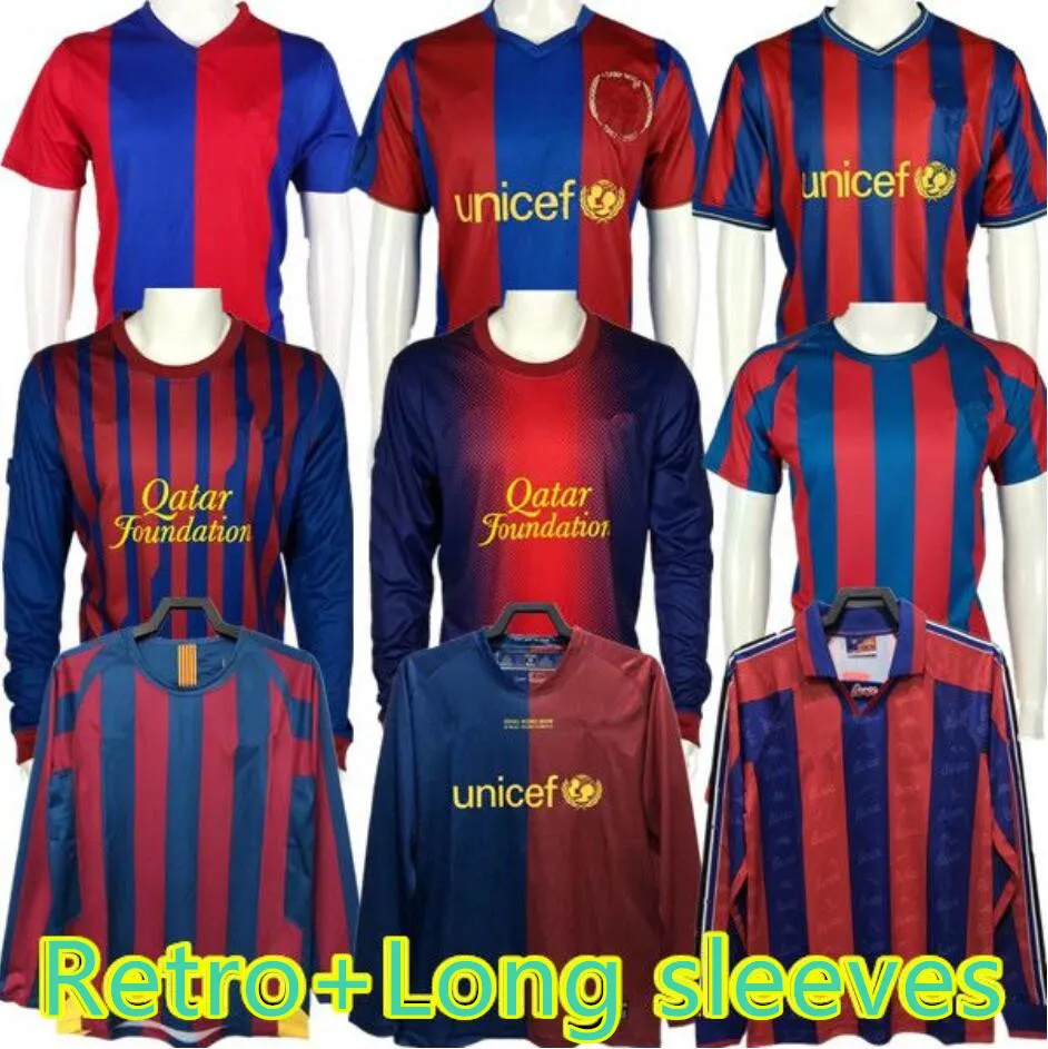 1899 1999 Barcelona Retro fotbollströjor 96 97 07 08 09 10 11 XAVI RONALDINHO RONALDO RIVALDO GUARDIOLA Iniesta finaler klassiska maillo långärmade fotbollströjor