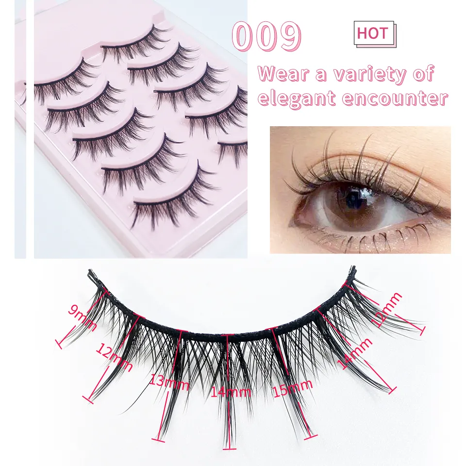 Manga Lashes, Clear Band Anime Lashes 4 Pack, Spiky Anime False Eyelashes  Natural Look, Japanese Lashes Looks Like Cluster Manga Lashes Individual, Re