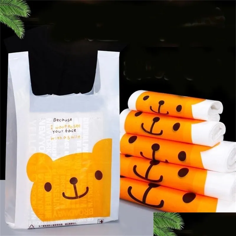 Gift Wrap 50 Pcs Cute Tote Plastic Shop Handles Convenience Storeb Cartoon With Gift Bag Bundle Retail Bags 210326 Drop Delivery 2021 Dh5Cx