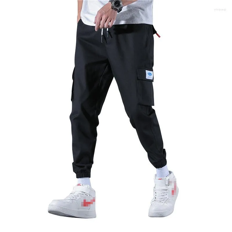 Herrbyxor hiphop män avslappnad last mager sweatpants joggar koreanska streetwear byxor harajuku spår pantalones hombre