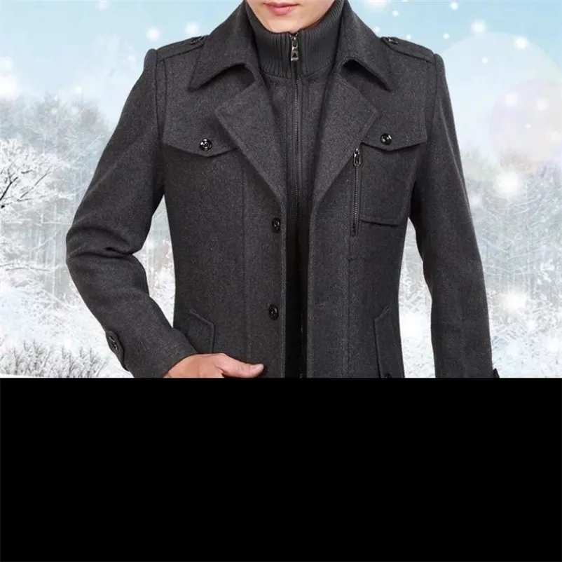 Hommes Vestes Mode Hommes Moyen Long Col Écharpe Coton Rembourré Hiver Épais Chaud Laine Veste Manteau Mâle Trench Manteau Pardessus 220930