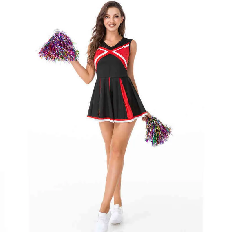 Women's Tracksuits Womens Cheerleader Come Uniform Sexy Lingerie Cheerleading School Girls Cosplay Halloween Party Fancy Dress T220909