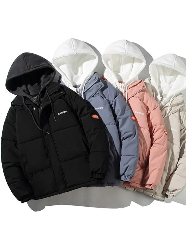 Kvinnor ner parkas kvinnor överdimensionerad kort vadderad jacka vinter huva tjock puffer kappa kvinnliga loss parkas mujer mode koreansk outwear 220930