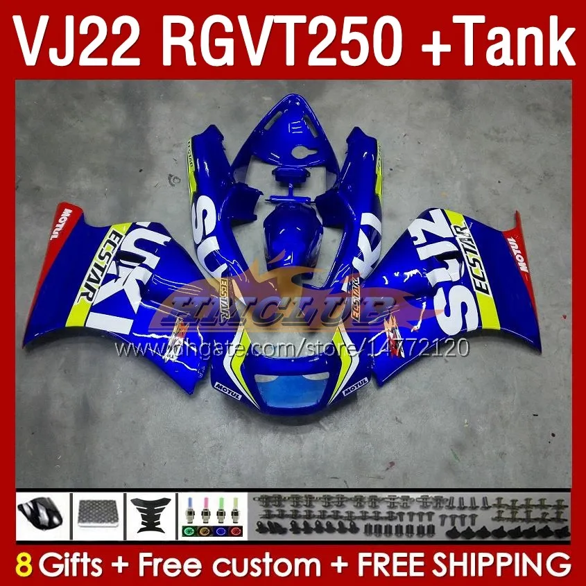 Fairings zbiornika dla Suzuki RGVT250 RGV-250 SAPC VJ22 160NO.13 RGV250 VJ 22 RGVT-250 90 91 92 93 94 95 96 RGVT RGV 250 CC 1990 1991 1992 1993 1994 1995 1996 Fairing Stock Blue Blue Blue