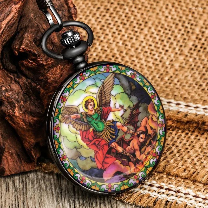 Pocket Watches Retro Catholic Church Quartz Chain Watch Male High Quality Portable FOB Religion Necklace Pendant Exquisite Collectible
