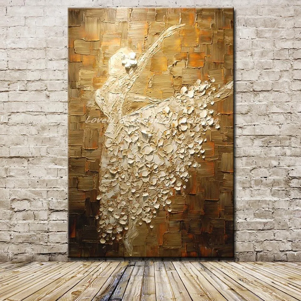 Resimler Mintura Bale Dansçı Resim El Boyalı Soyut Kalın Doku Yağlı Boya Tuval Üzerinde Duvar Sanatı Oturma Odası Ev Dekoru 221006