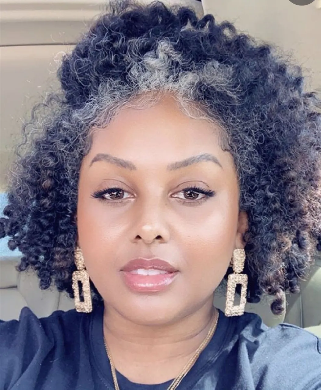 Gray Kinky Grey Ponytail Extension With Drawstring And Salt And Pepper