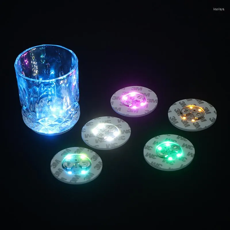 Table Mats 5pcs/pack Wine Bottle LED Coasters Lights Drinking Glass Color Changing 3 Modes Flat Foam Core Board Nightclub Party Accessories