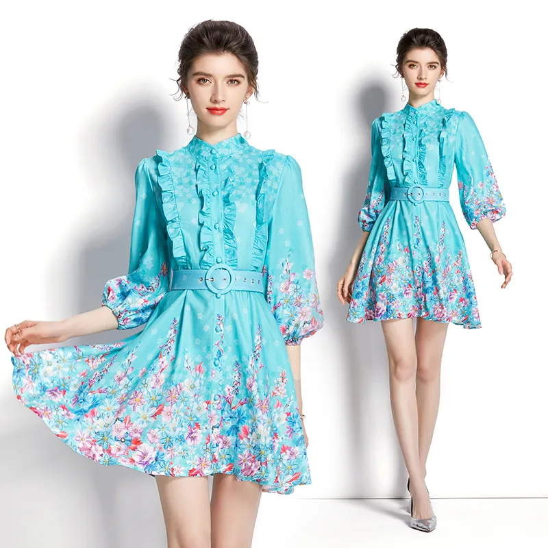 2022 Trend Girl Dress Pressed Crumples Summer Autumn Dresses Hights Womens Womens Floral Dresses Fashion Degrament Dresses